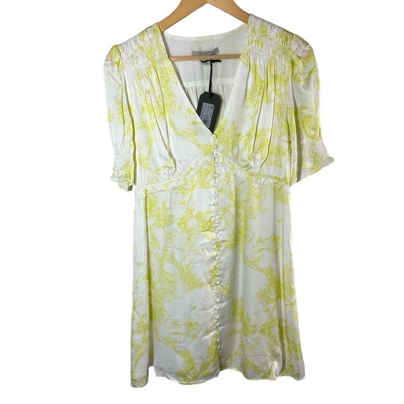 Allsaints Demi Marama Mini Casual Dress Size US 8 Citrus Yellow - Picture 1 of 13